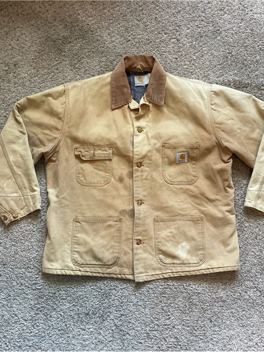 Vtg Carhartt Chore Jacket 56 Brown Blanket Lined CO2 Coat USA 80s 90s 3XL XXXL